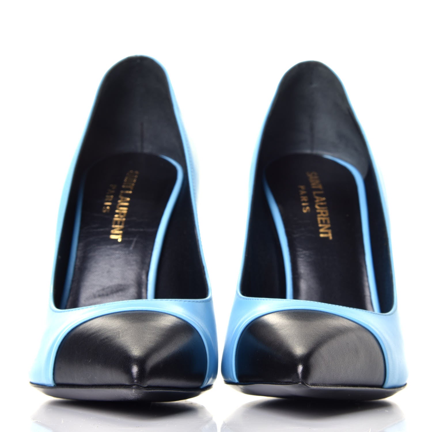 Saint Laurent Calfskin Bi-Color Cap Toe 85 Pumps 36.5 Black Blue 2 of 9