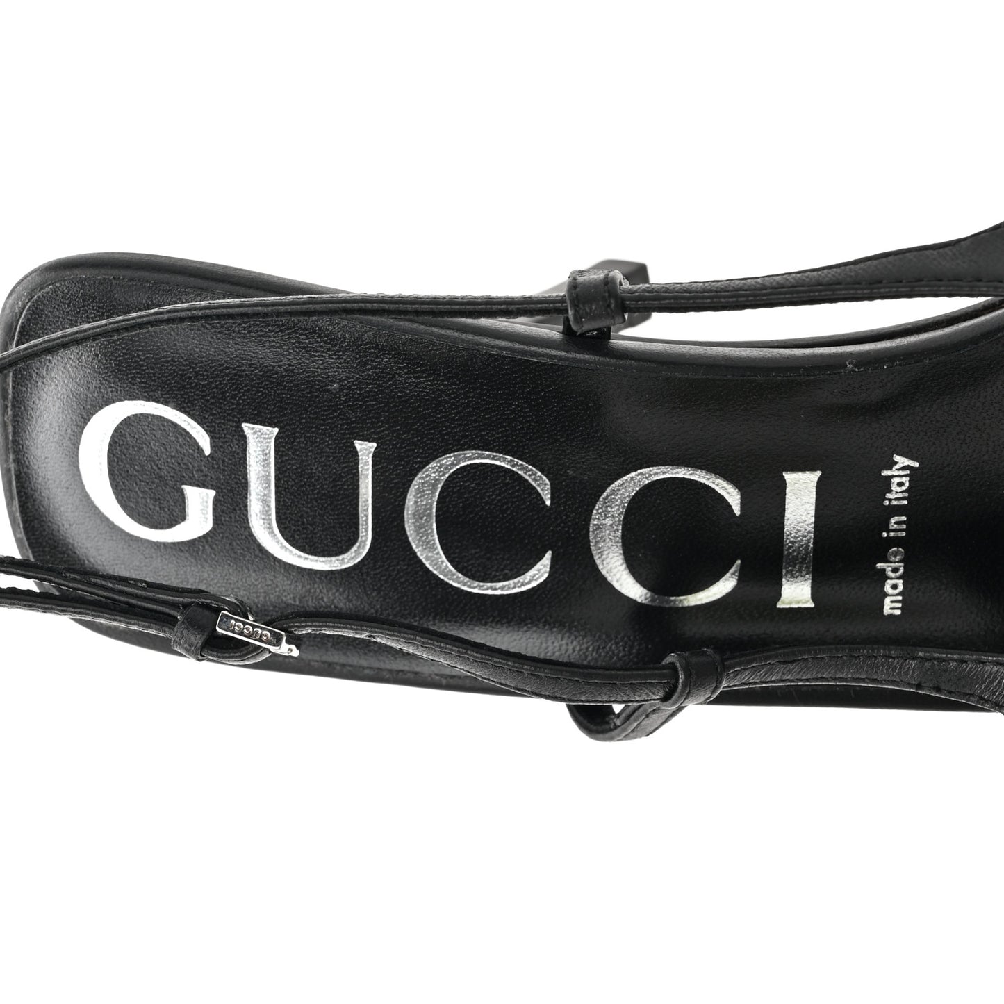 Tela Retino Nappa Charlotte Crystal GG Monogram Square G 75mm Slingback Pumps 40 Black