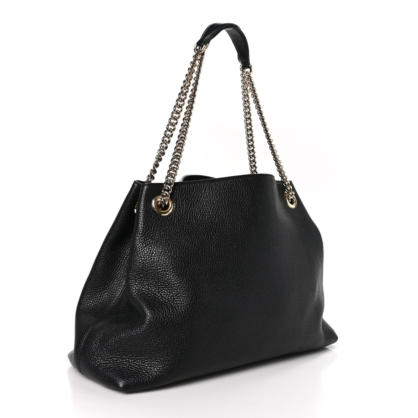 Pebbled Calfskin Medium Soho Chain Shoulder Bag Black