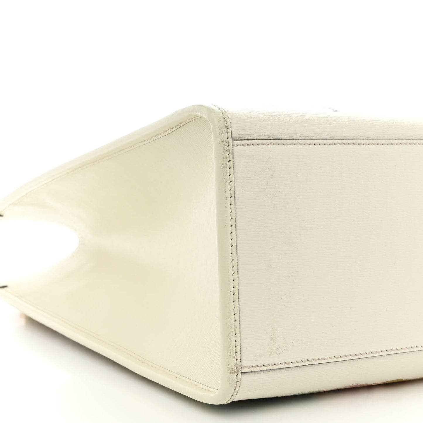 New Shangai Calfskin Tiger Savanah Textured Calfskin Medium Tote Chalky White Multicolor