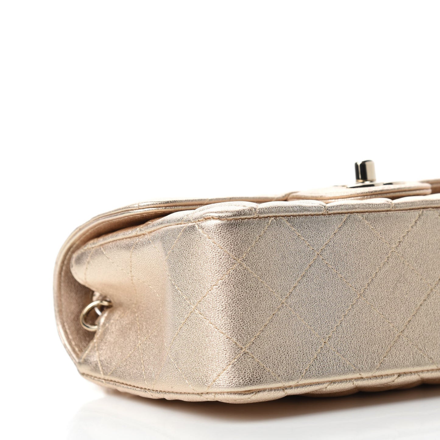 Metallic Lambskin Quilted Mini Rectangular Flap Gold