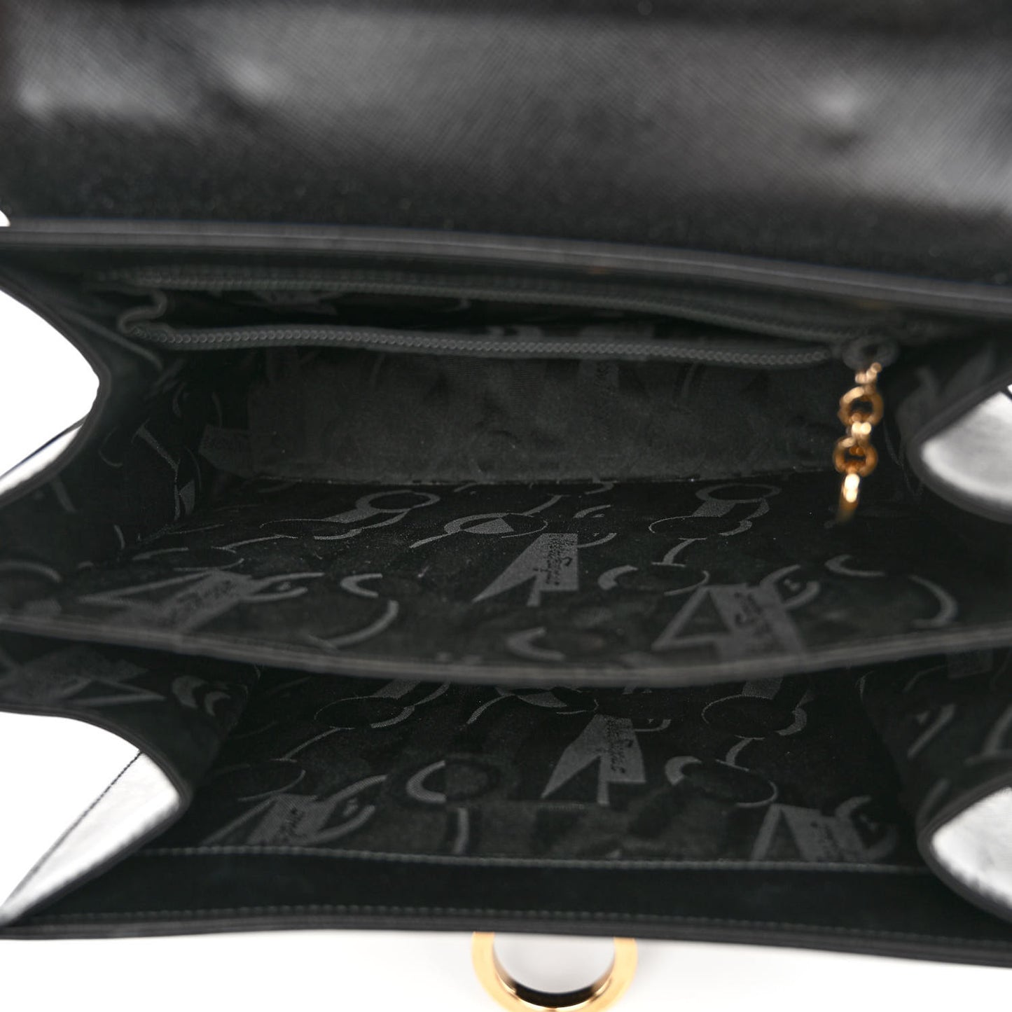 Hammered Calfskin Medium Iconic Top Handle Bag Black