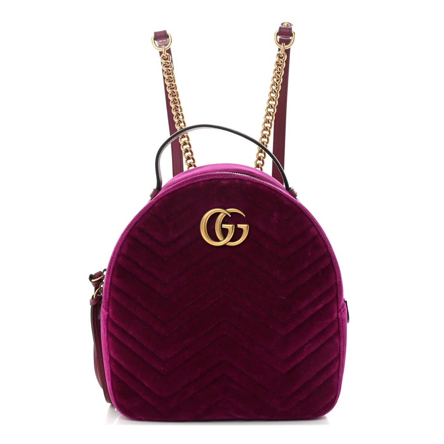 Velvet Matelasse GG Marmont Dome Backpack Fuchsia Violet Cyclamen