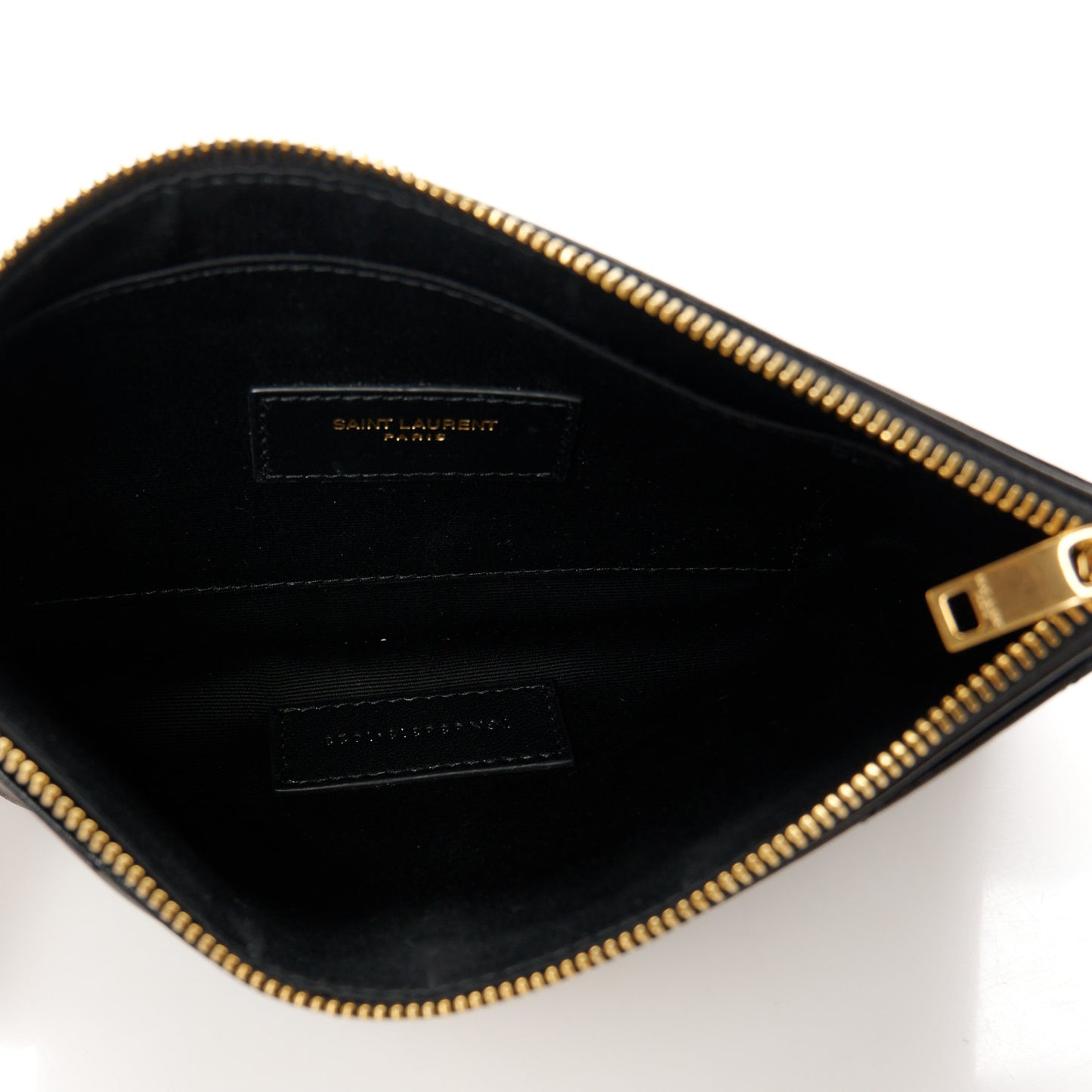 Lambskin Chevron Monogram Large Bill Pouch Black