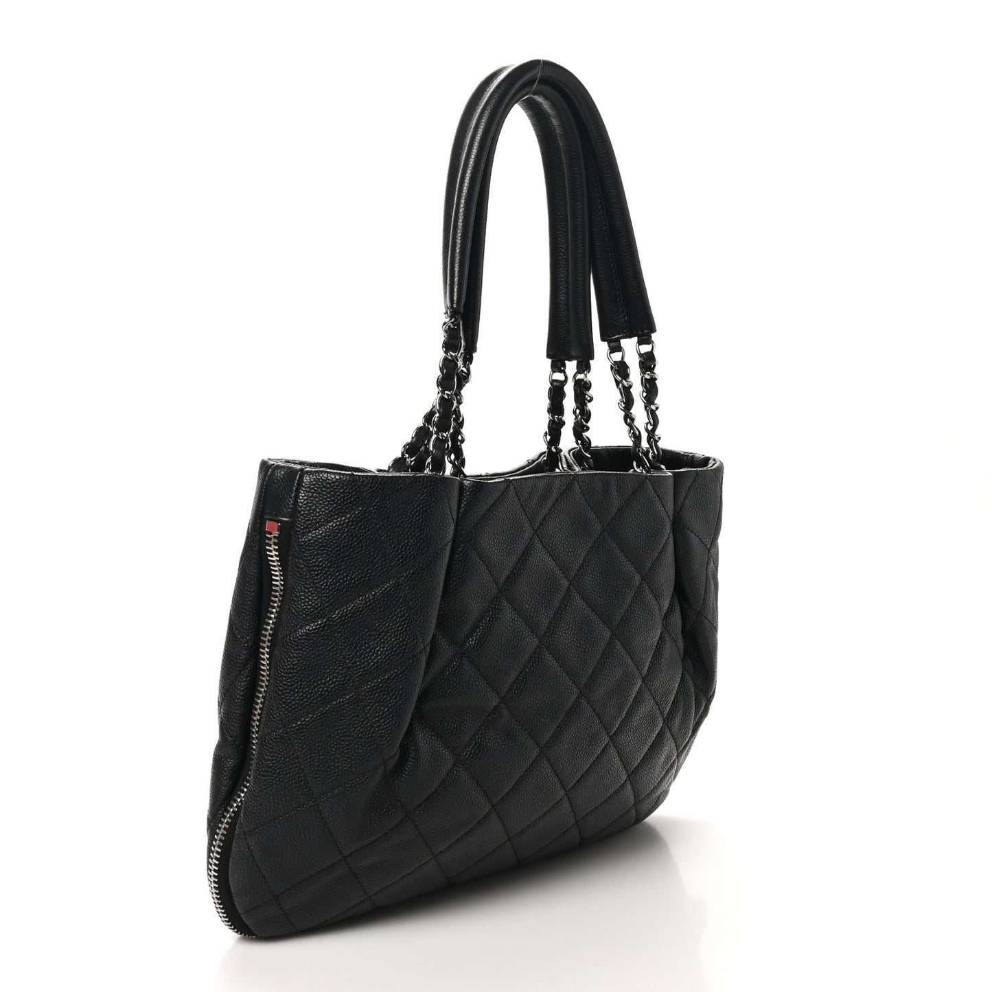 Caviar Quilted CC Zip Around Shoulder Bag Black