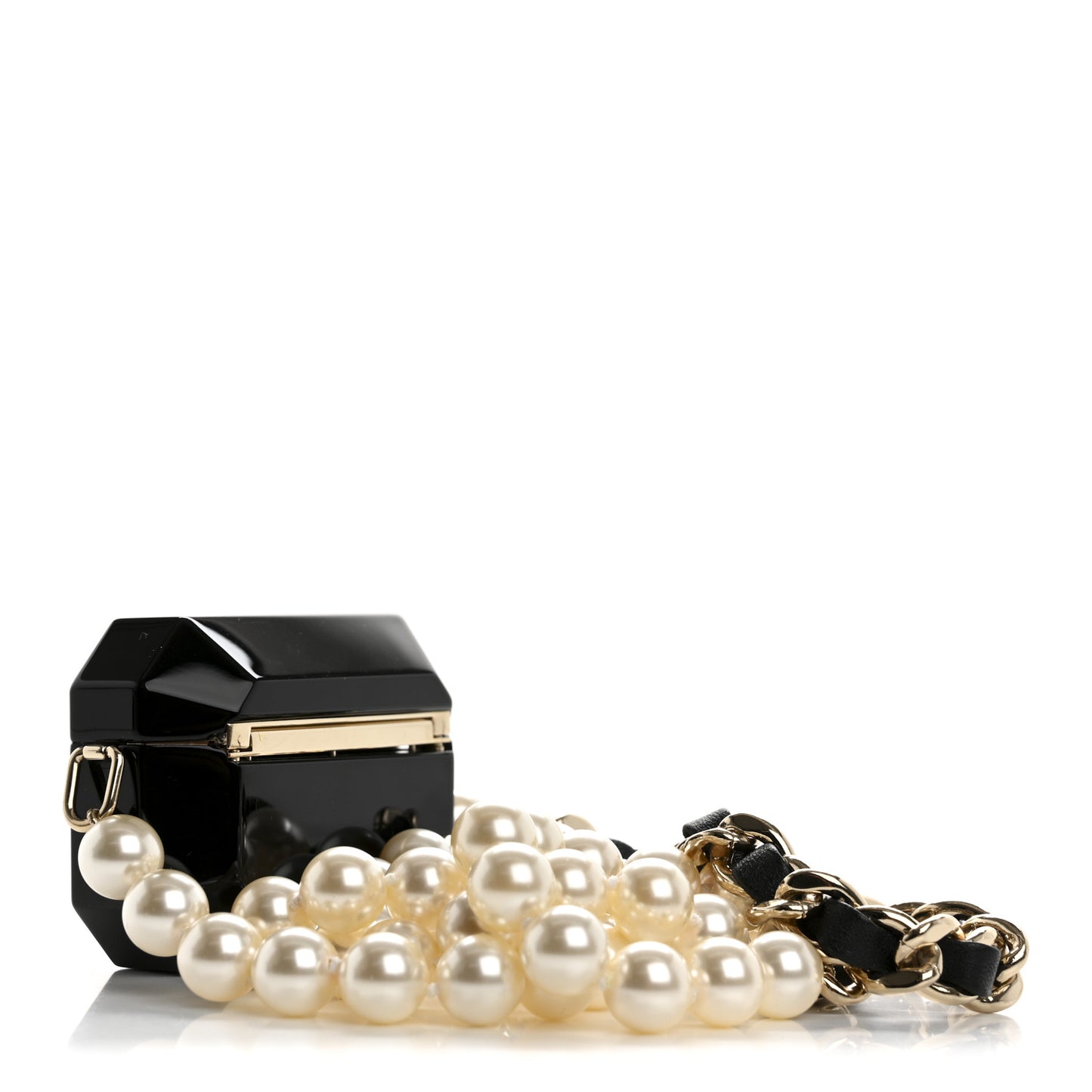 Resin Crystal Pearl Airpods Pro Holder Necklace Black Pearly White