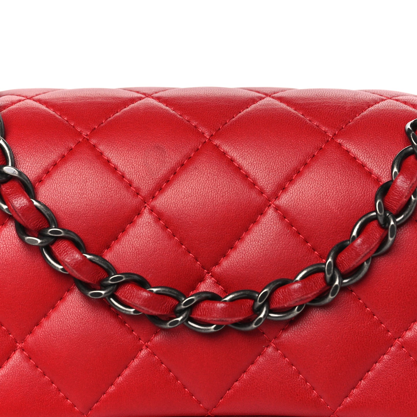 Lambskin Quilted Mini Square Flap Red