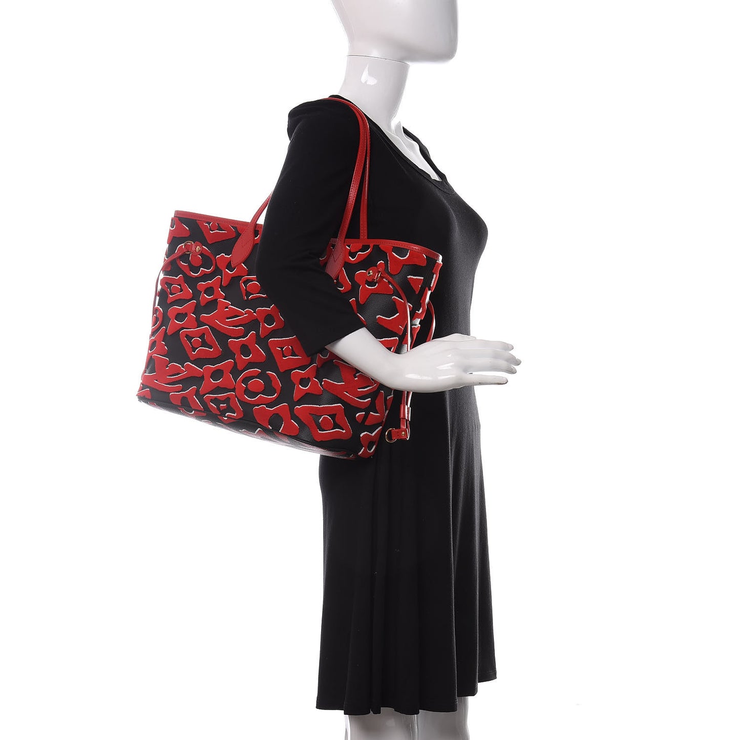 X UF Tufted Monogram Neverfull MM Black Red