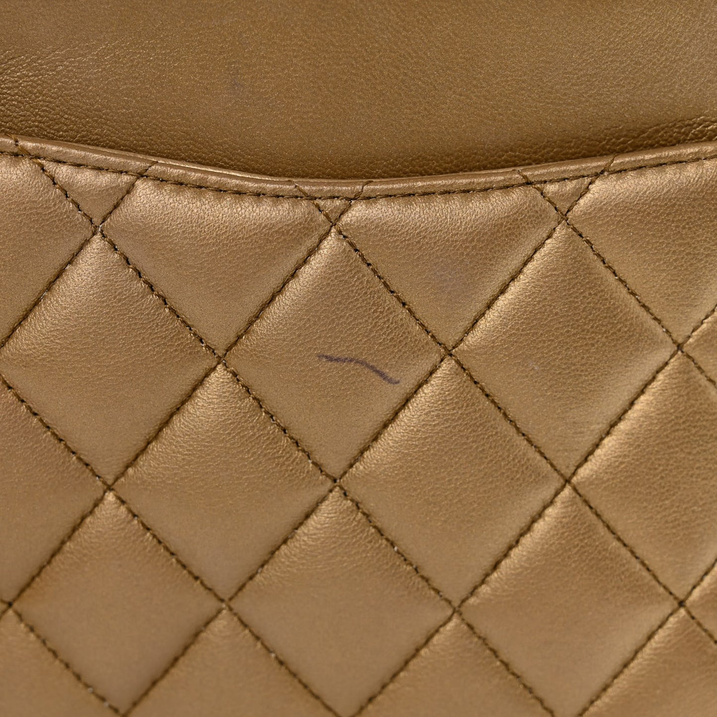 Metallic Lambskin Quilted Medium Double Flap Khaki