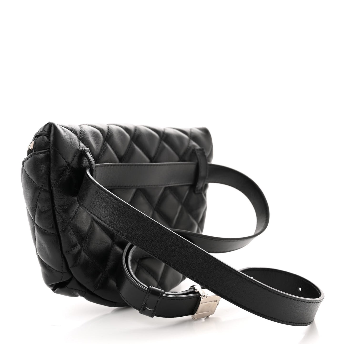 Calfskin Quilted Waist Belt Bag Black