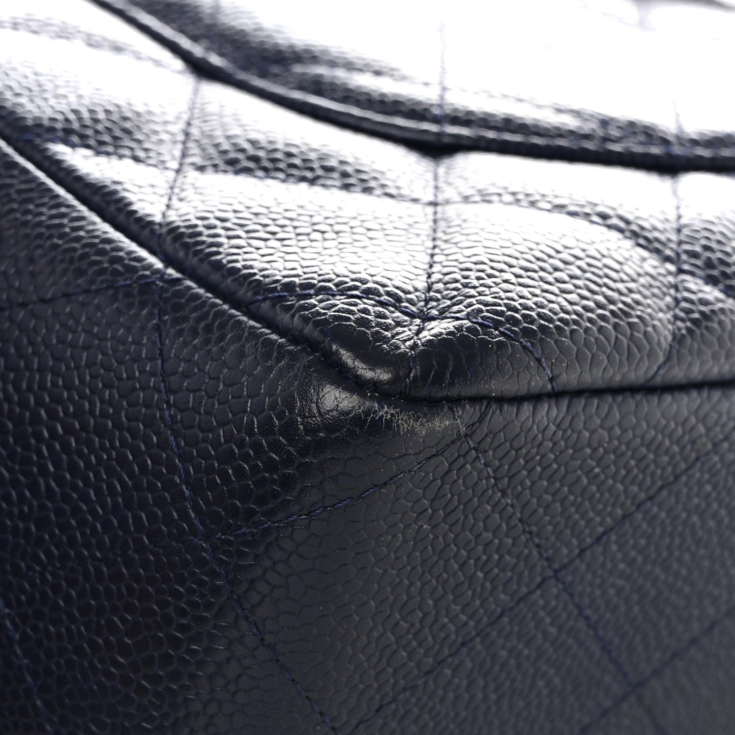Caviar Quilted Jumbo Single Flap Navy
