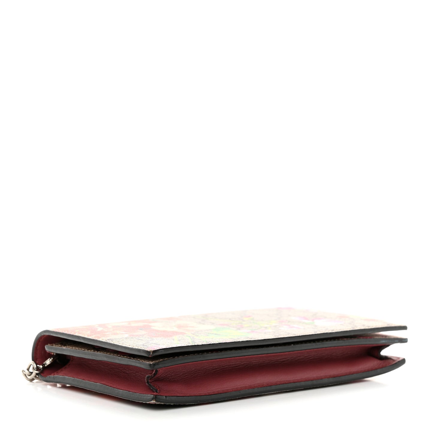 GG Supreme Monogram Blooms Chain Wallet Beige Multicolor Dry Rose