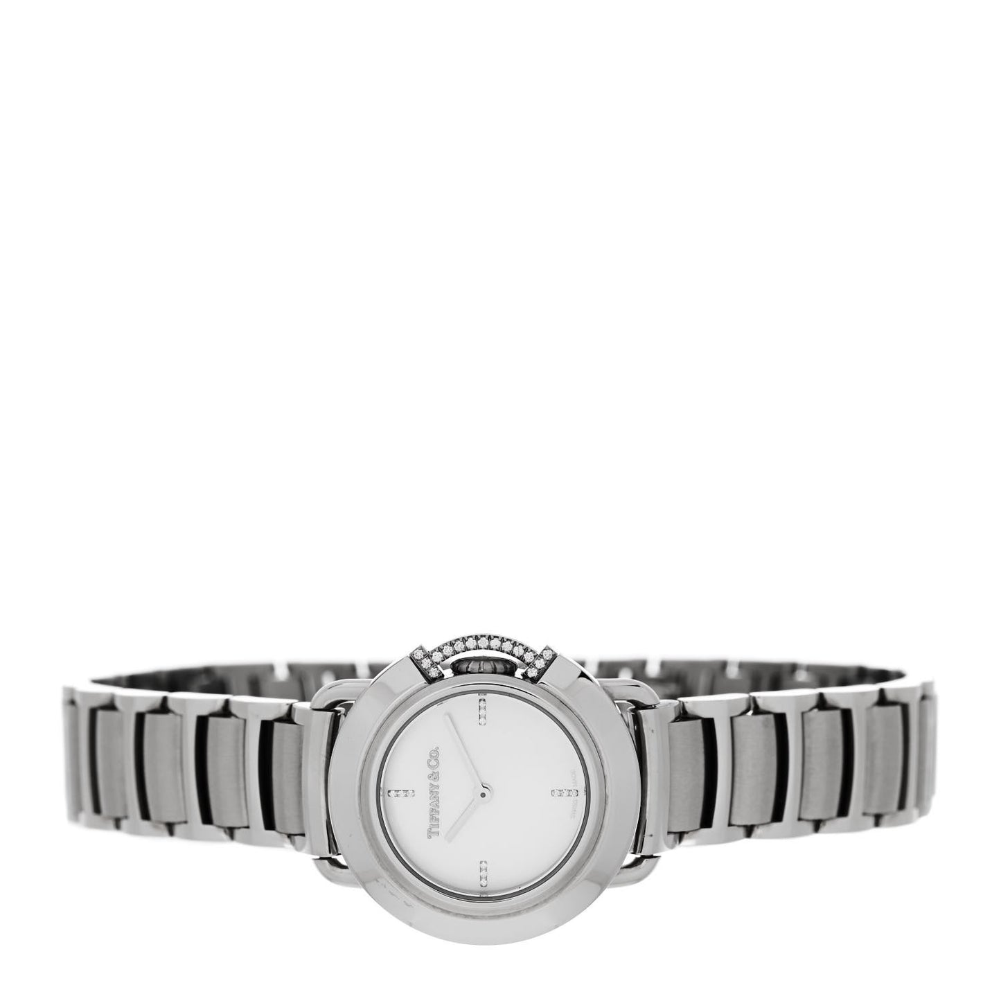 Stainless Steel Diamond Mother of Pearl 25mm Tiffany T Round Quartz Watch