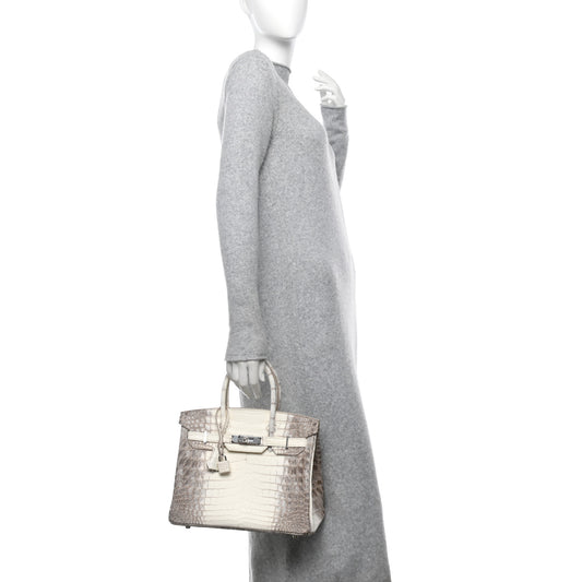 Matte Niloticus Crocodile Himalaya Birkin 30 Blanc
