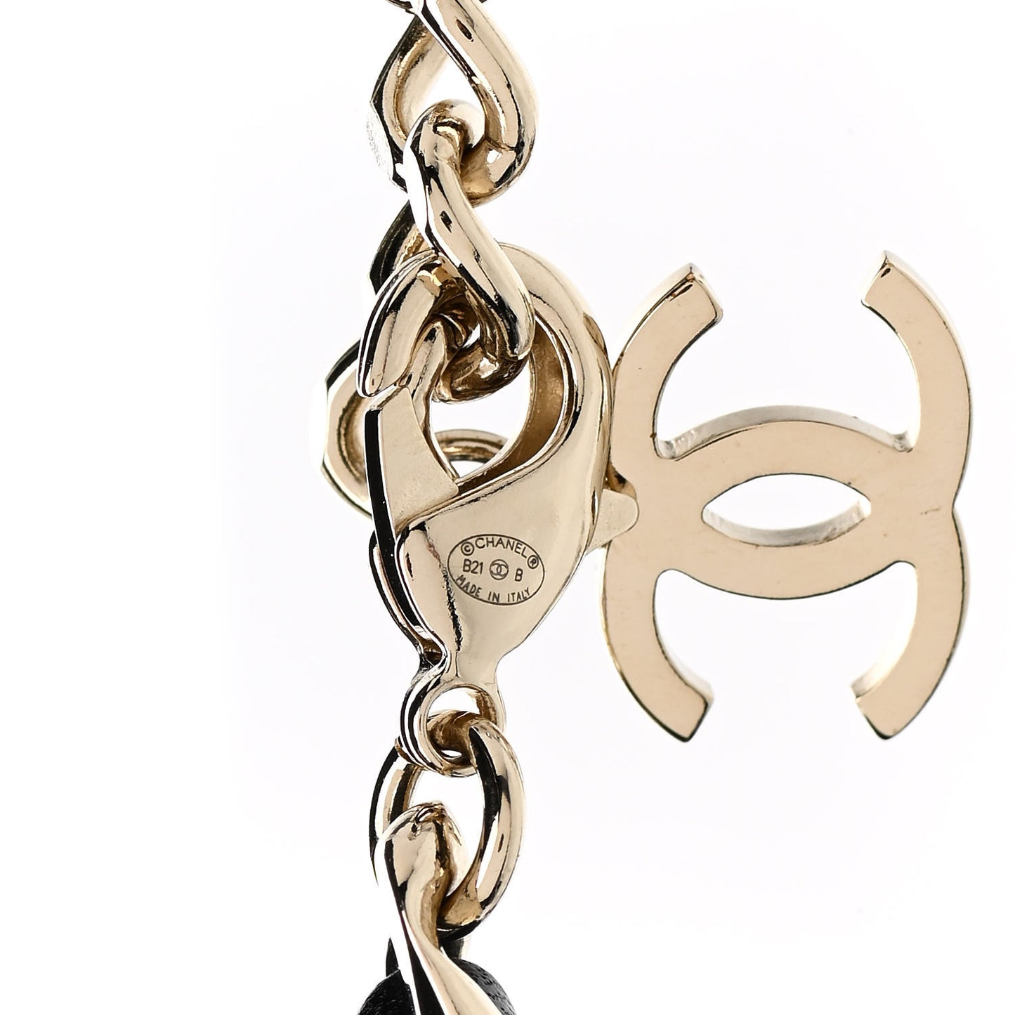Metal Lambskin CC Square Charms Choker Gold Black White