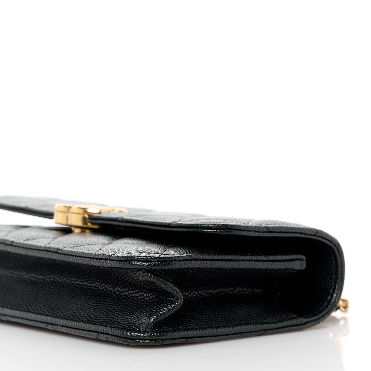 Caviar Quilted Coco First Phone Holder With Chain Black