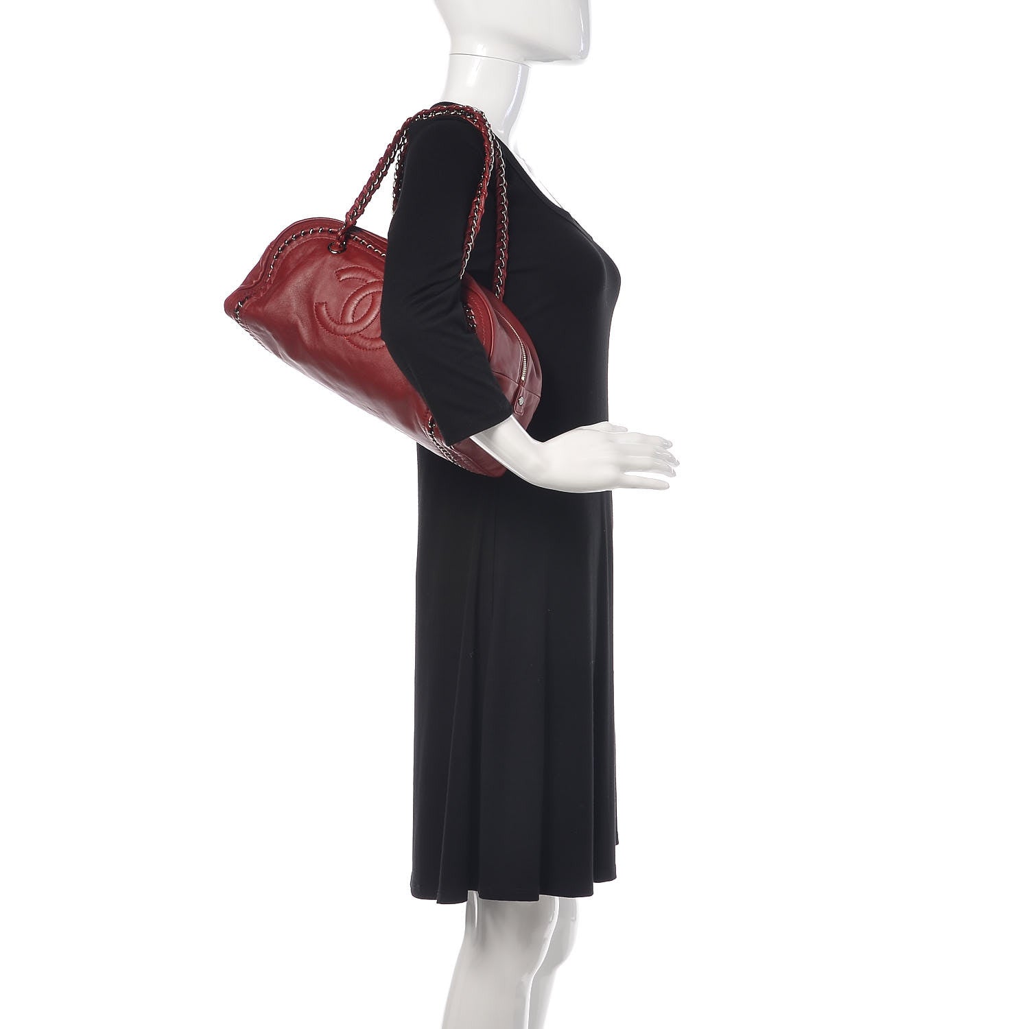 Chanel Smooth Calfskin Medium Luxe Ligne Bowler Red 2 of 14