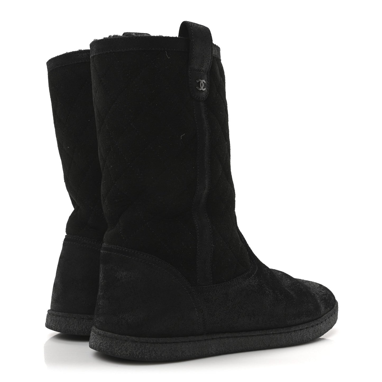 Suede Quilted High Boots 40 Black