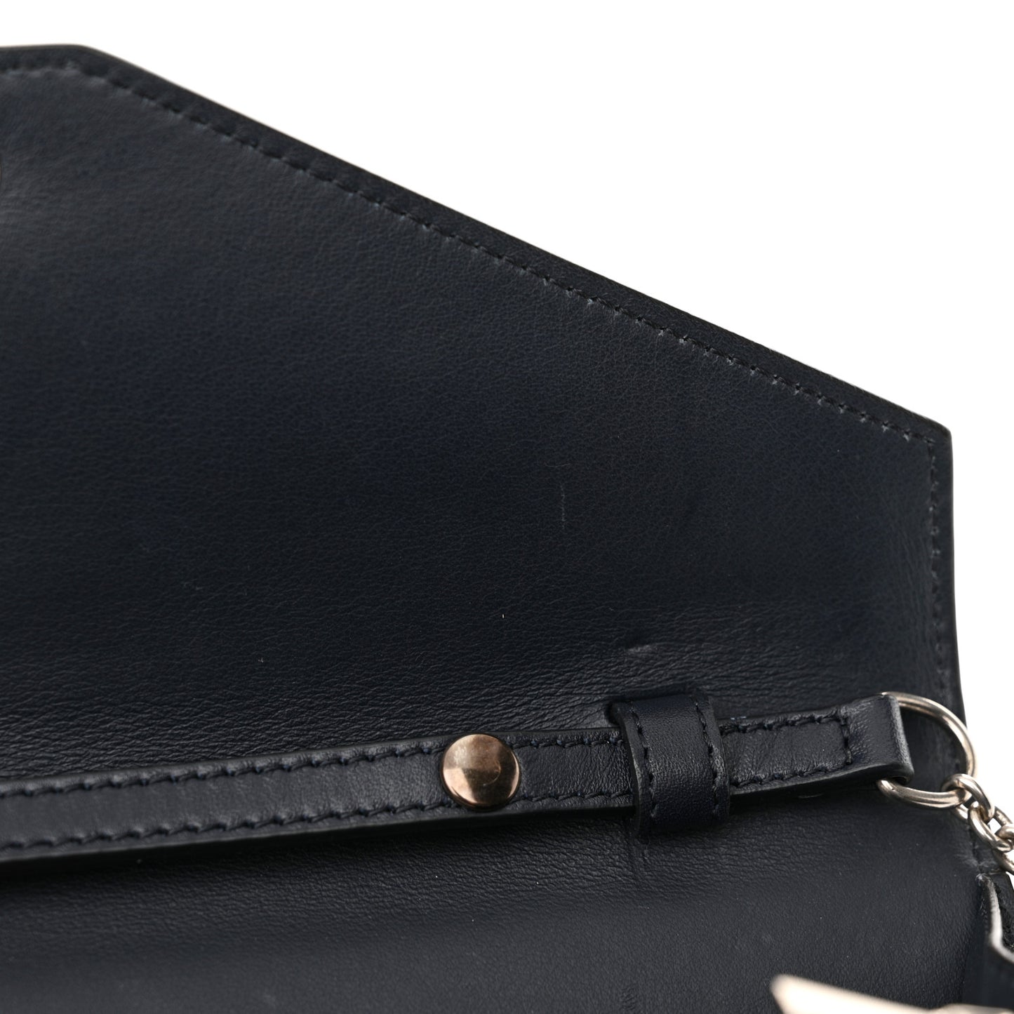 Smooth Calfskin Tri-Color Clutch on a Chain Black