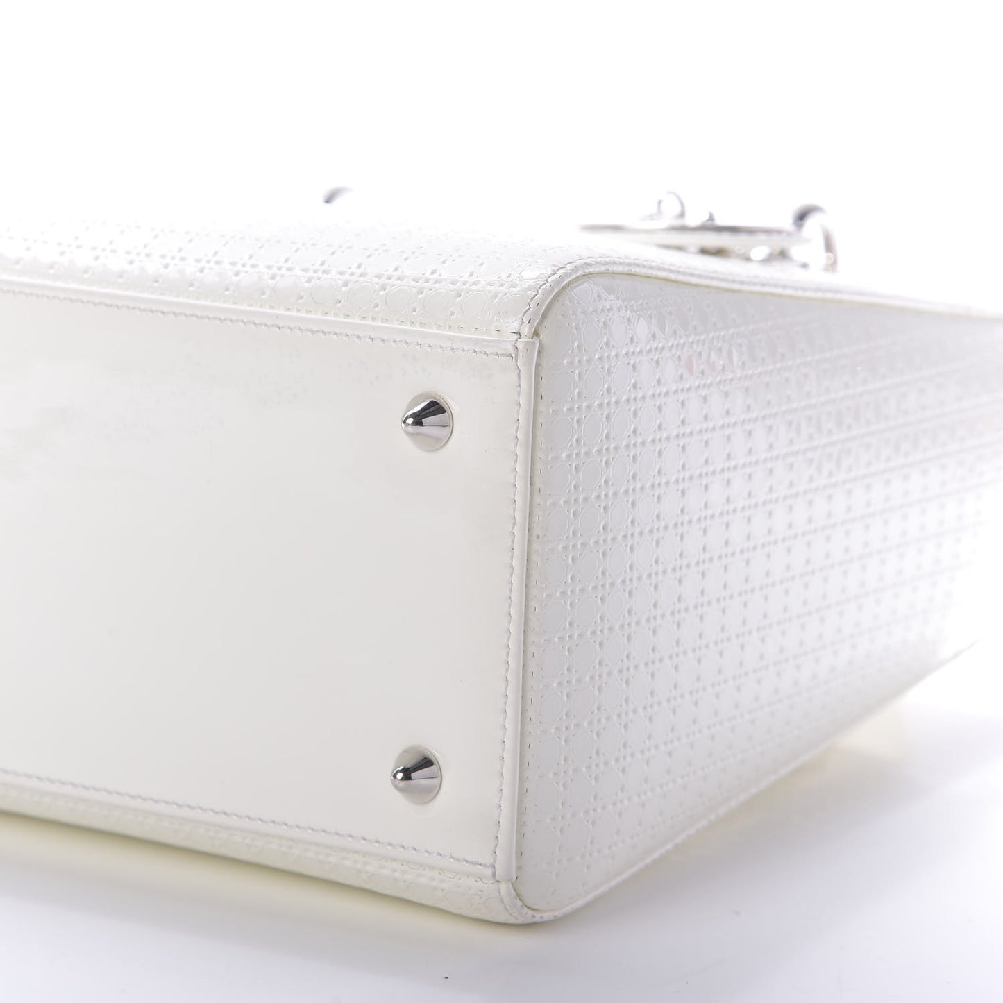 Patent Micro Cannage Medium Lady Dior White