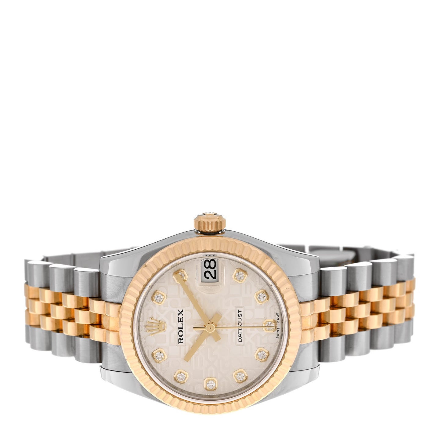 Stainless Steel 18K Yellow Gold Diamond 31mm Oyster Perpetual Datejust Watch Silver Jubilee 178273