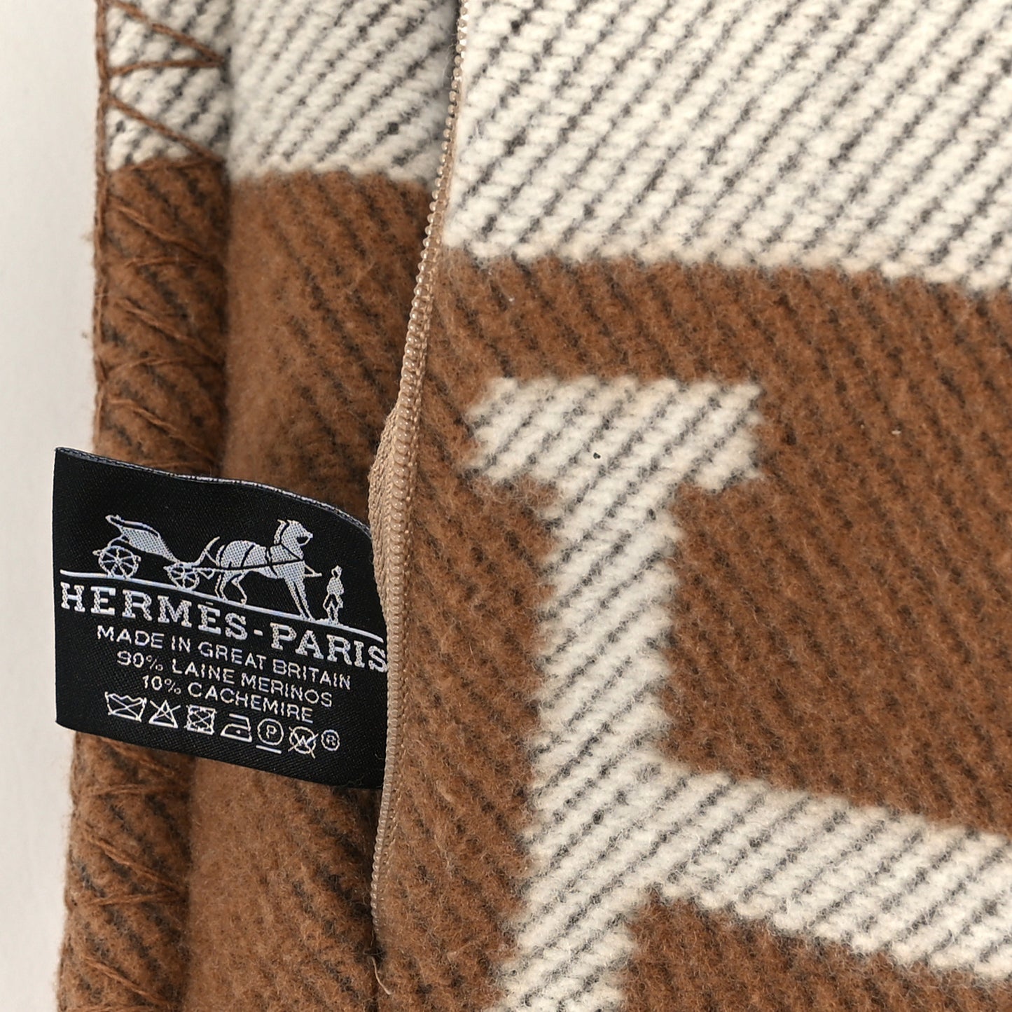 Wool Cashmere Avalon Pillow PM Ecru Camel