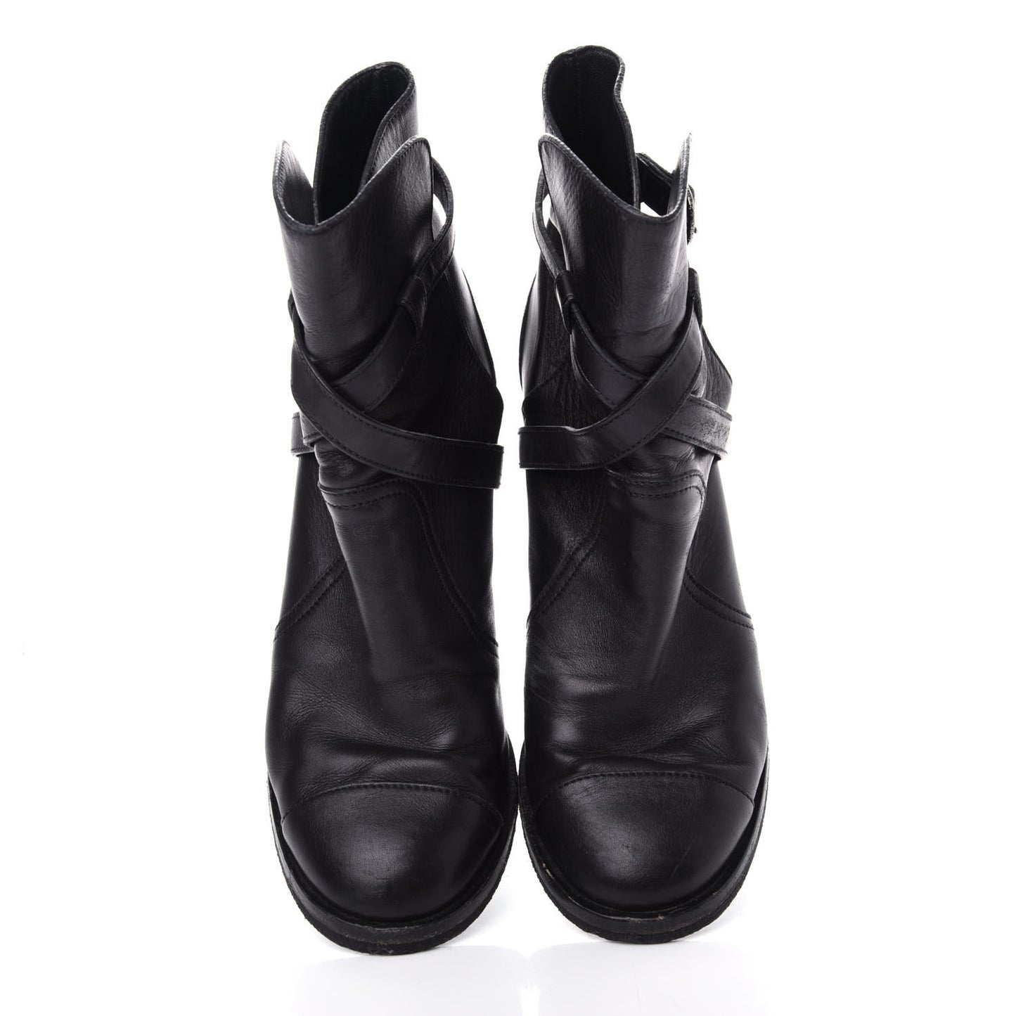 Lambskin CC Buckle Short Boots 39 Black