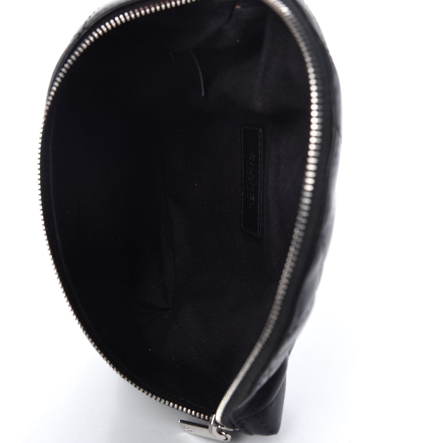 Grained Calfskin Quilted Waist Belt Bag Black