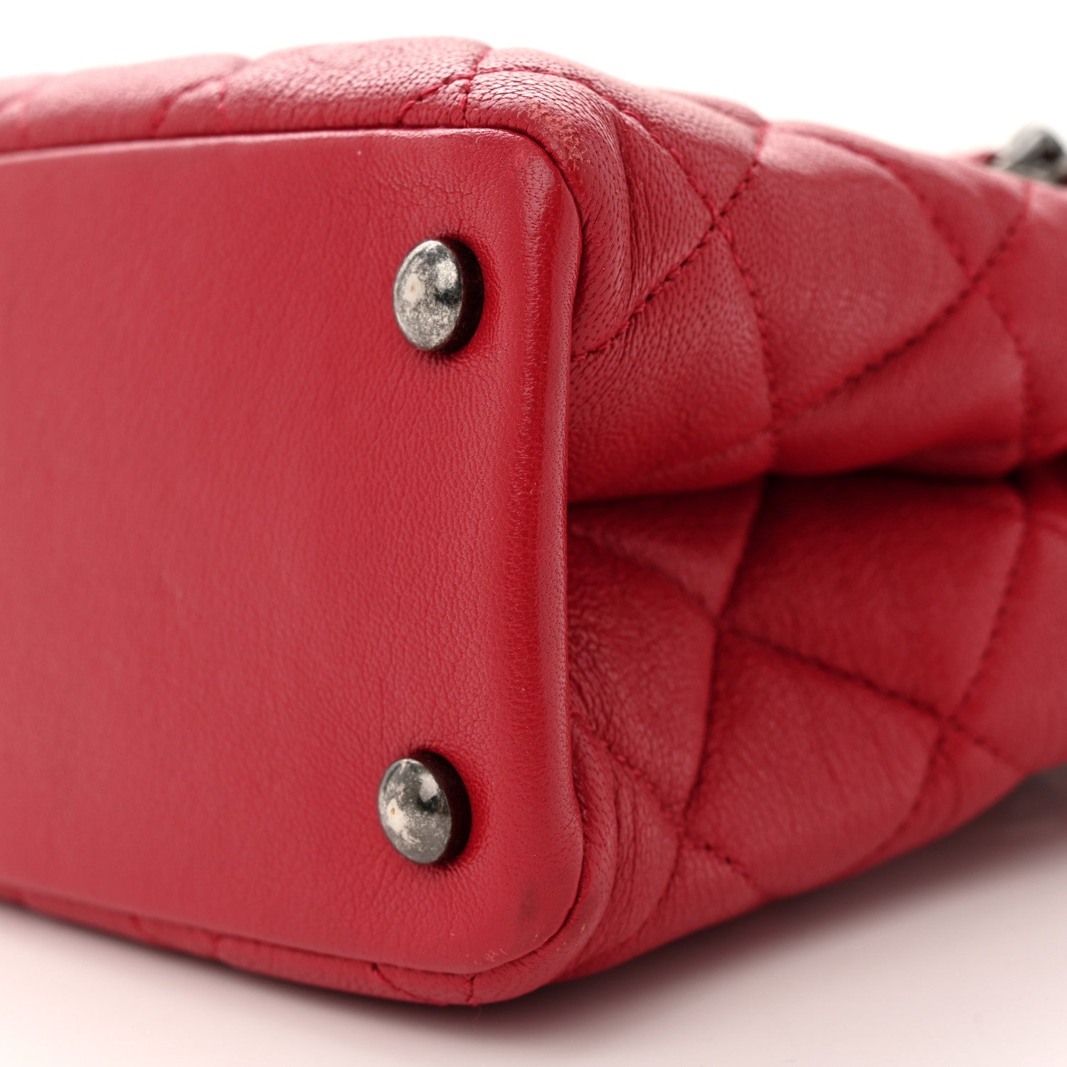 Chanel Shiny Sheepskin Quilted Small Shopping Tote Red 11 of 20