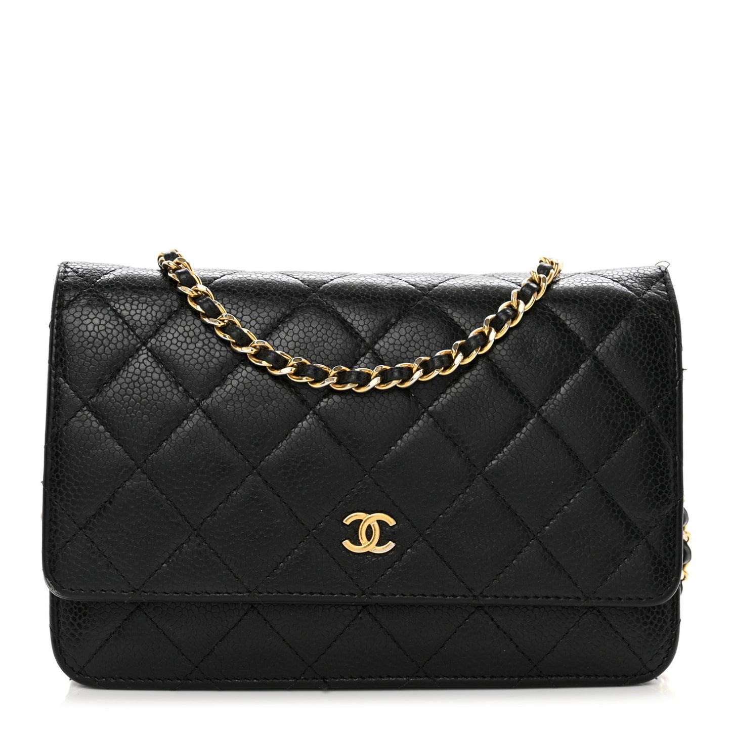 Caviar Quilted Wallet on Chain WOC Black