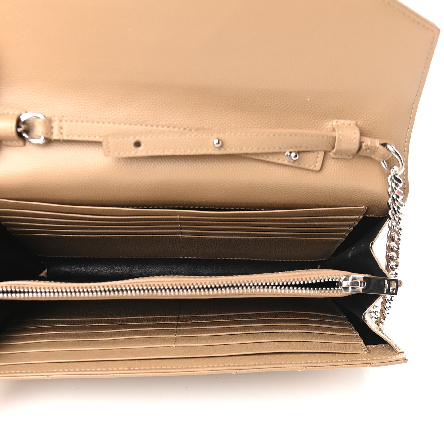 Grain De Poudre Matelasse Chevron Monogram Chain Wallet Nude Powder