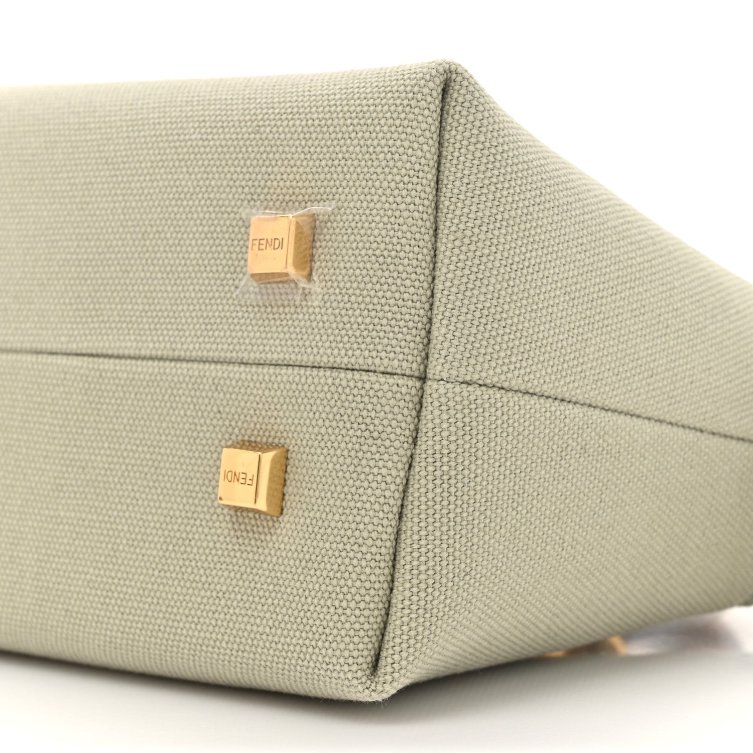 Fendi Canvas Vitello King Plexiglass Logo Embroidered Mini By The Way Top Handle Boston Bag Green Tea 9 of 10