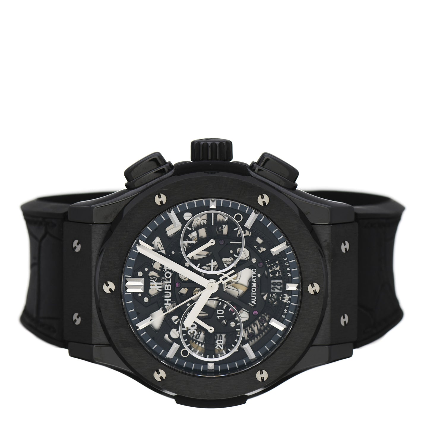 Titanium Ceramic Alligator 45mm Classic Fusion Aerofusion Chronograph Automatic Watch Black 525.CM.0170.RX
