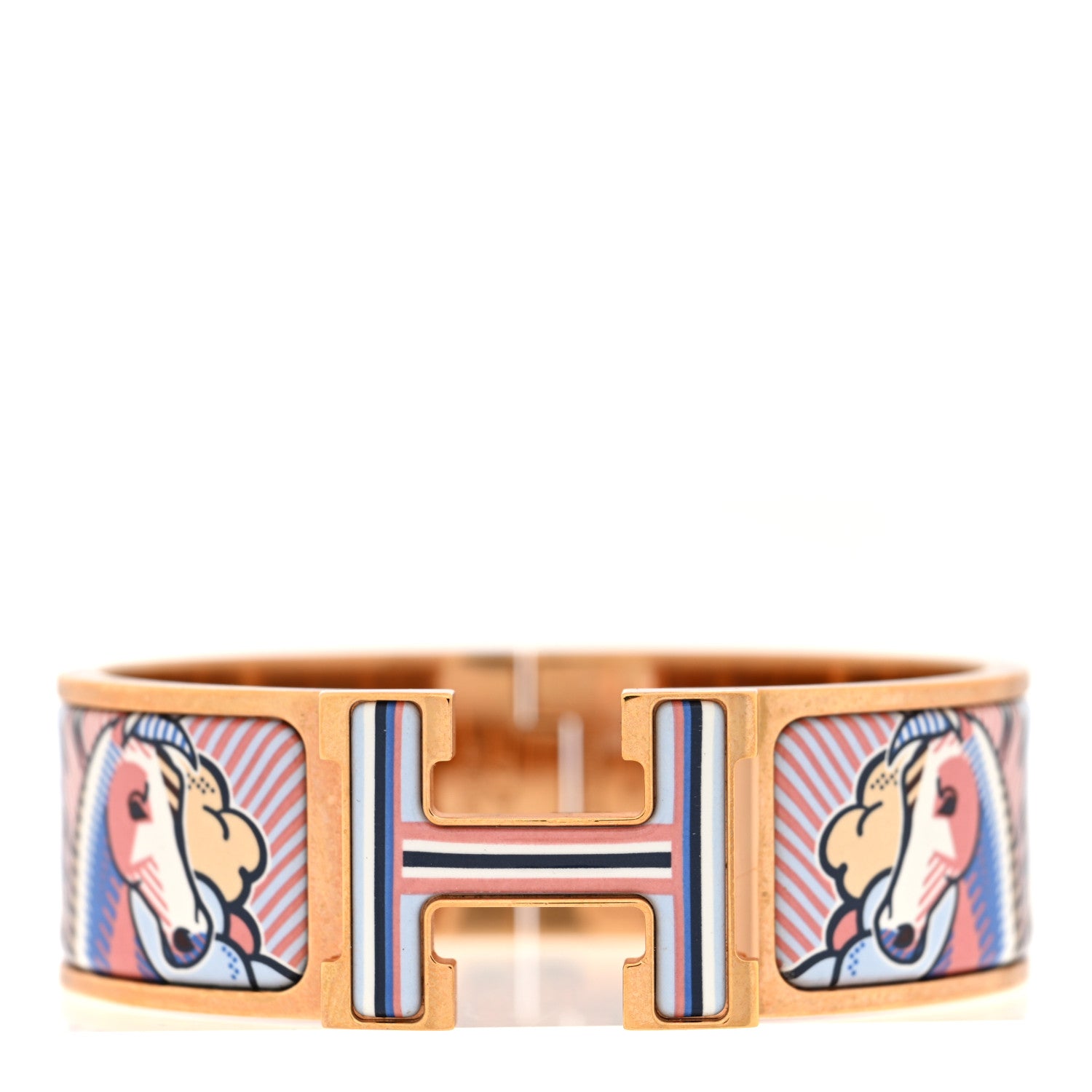 Hermes Enamel Printed Pegase Pop Wide Click Clac H Bracelet Album
