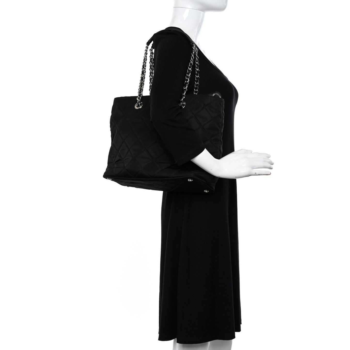 Nylon Tessuto Impuntu Quilted Tote Black