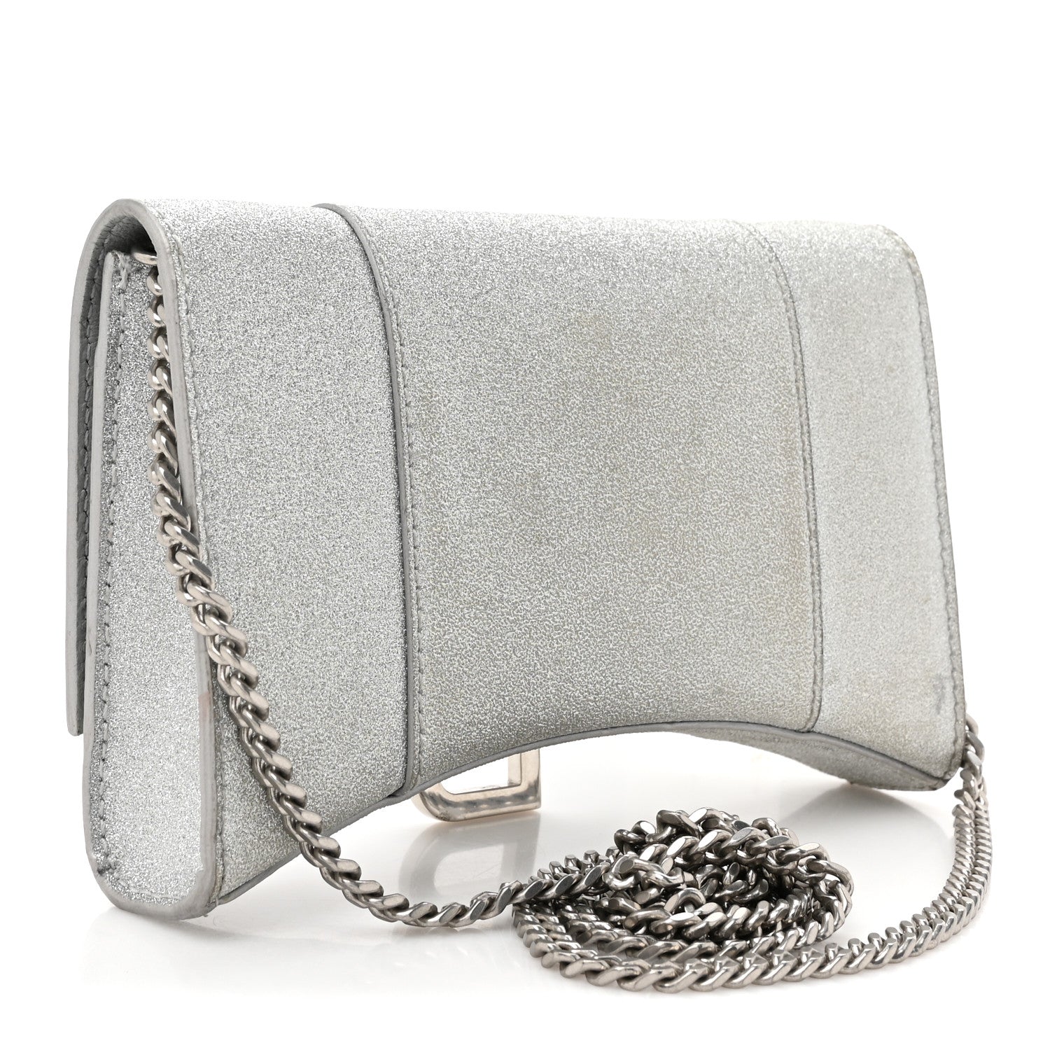 Balenciaga Sparkling Fabric XS Hourglass Wallet On Chain Silver 3 of 17