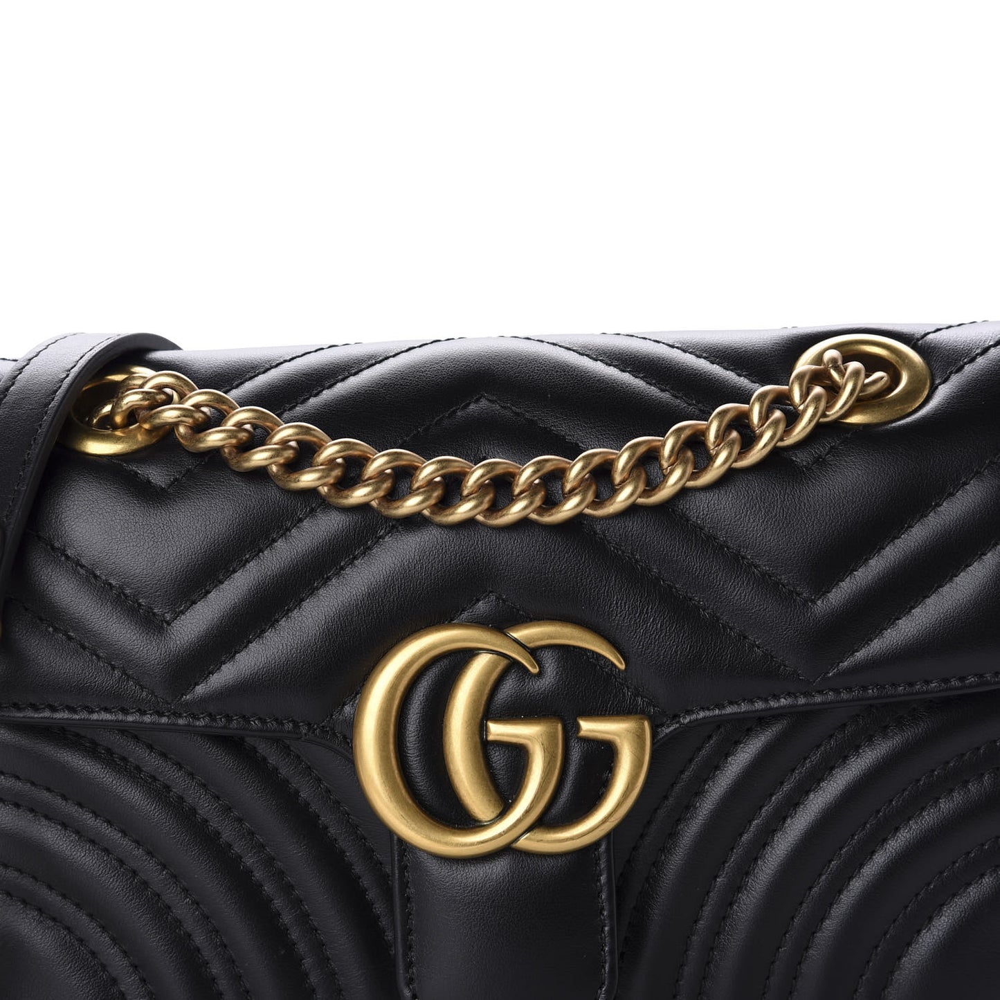 Calfskin Matelasse Mini GG Marmont Shoulder Bag Black