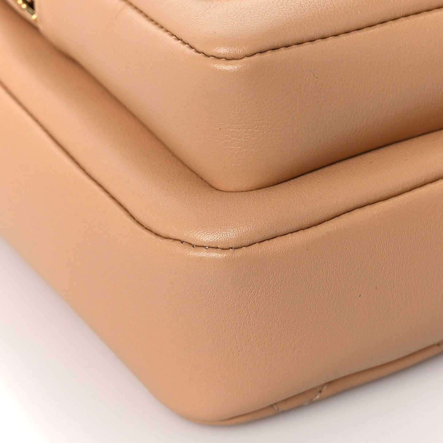 Calfskin Quilted Small Camera Case Beige