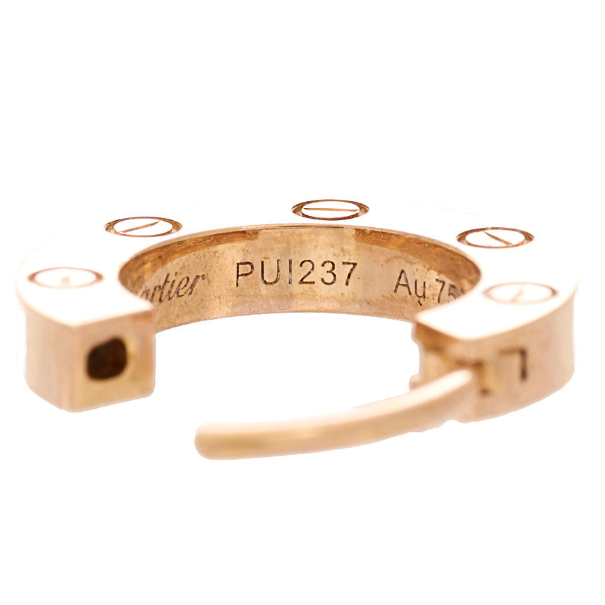 18K Pink Gold Single LOVE Hoop Earring