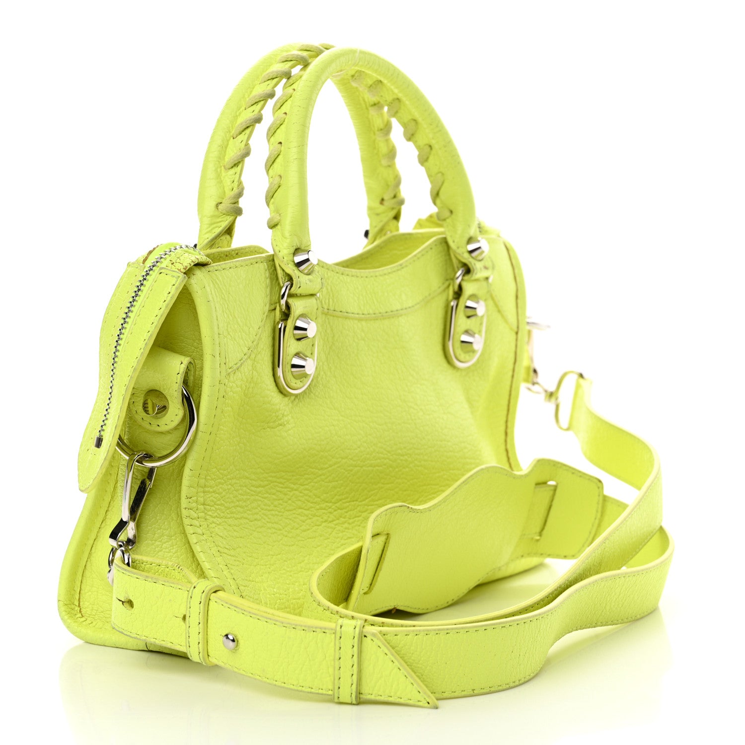 Balenciaga Chevre Silver Metallic Edge Hardware Mini City Acid Green 4 of 20