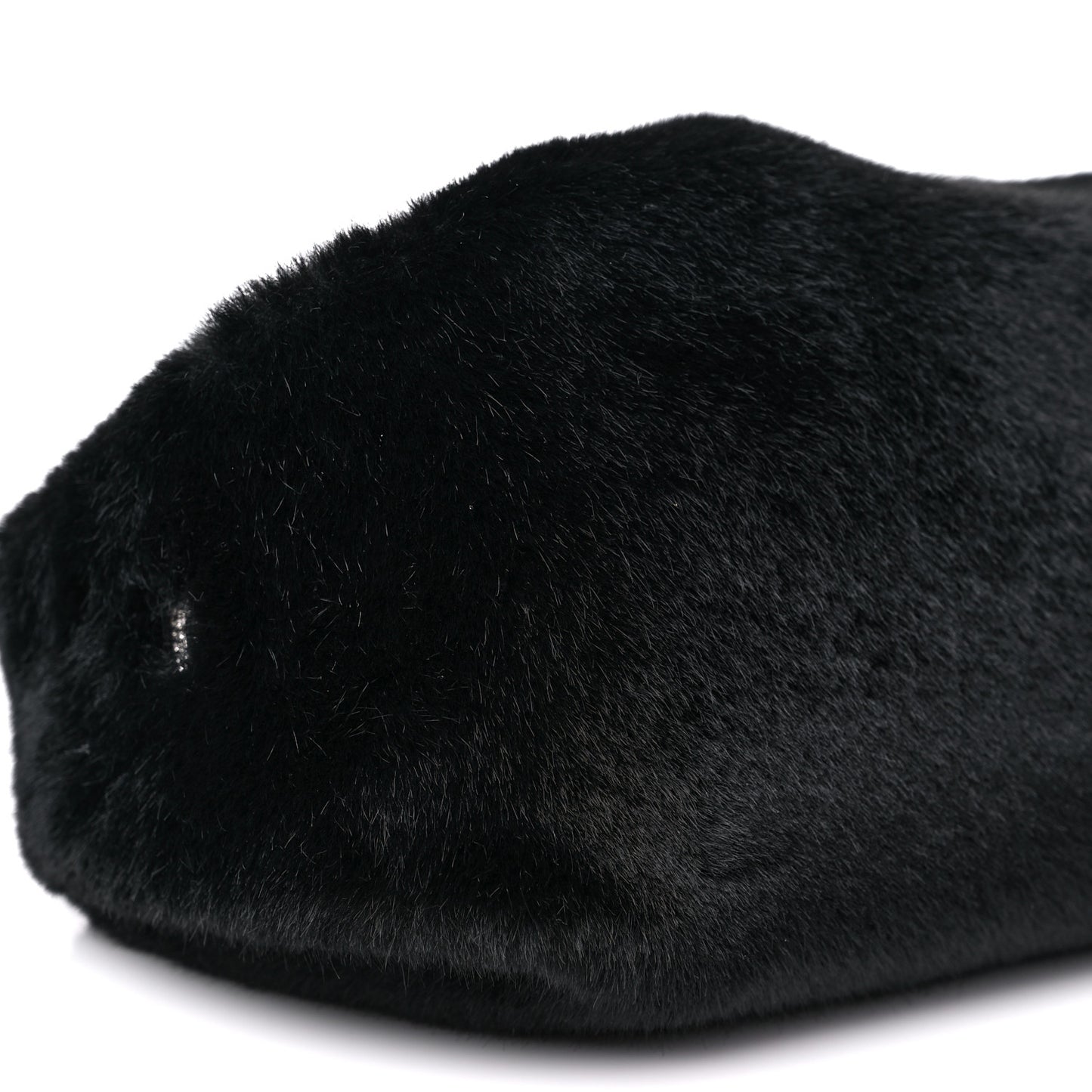 Faux Fur Small Scrunchie Bag Black