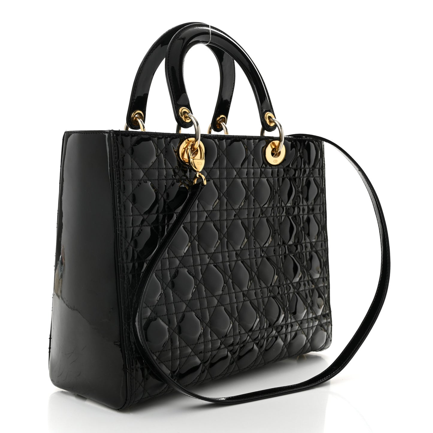 Patent Cannage Large Lady Dior Black