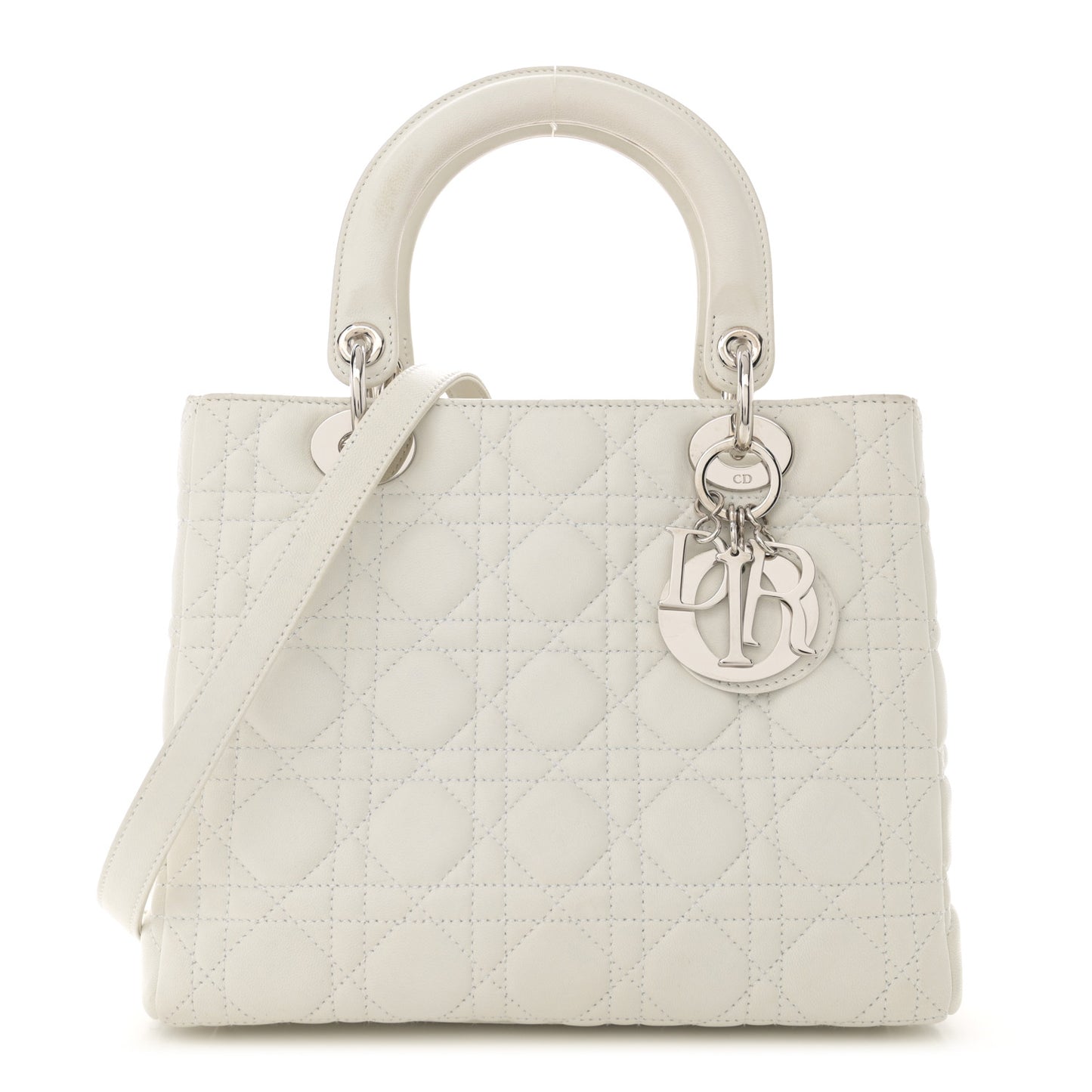 Lambskin Cannage Medium Lady Dior White