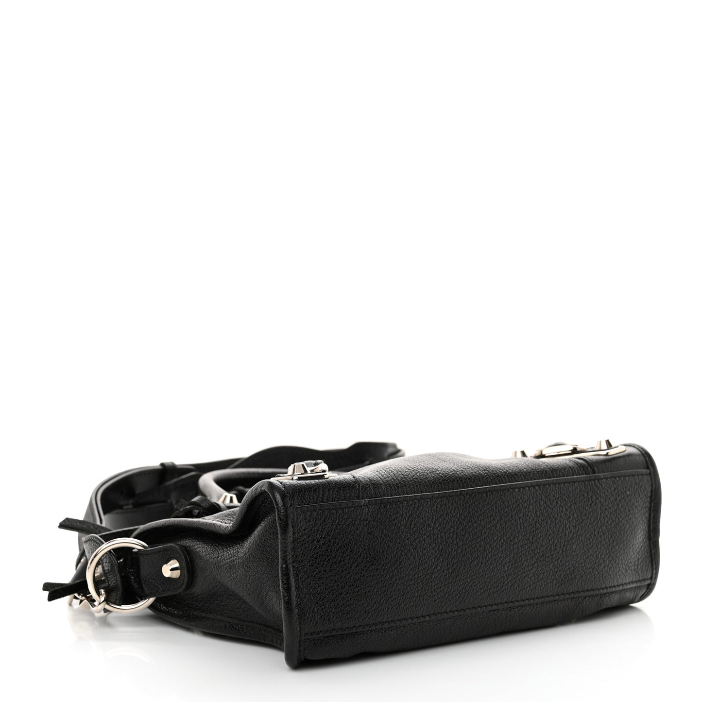 Chevre Silver Metallic Edge Hardware Mini City Black