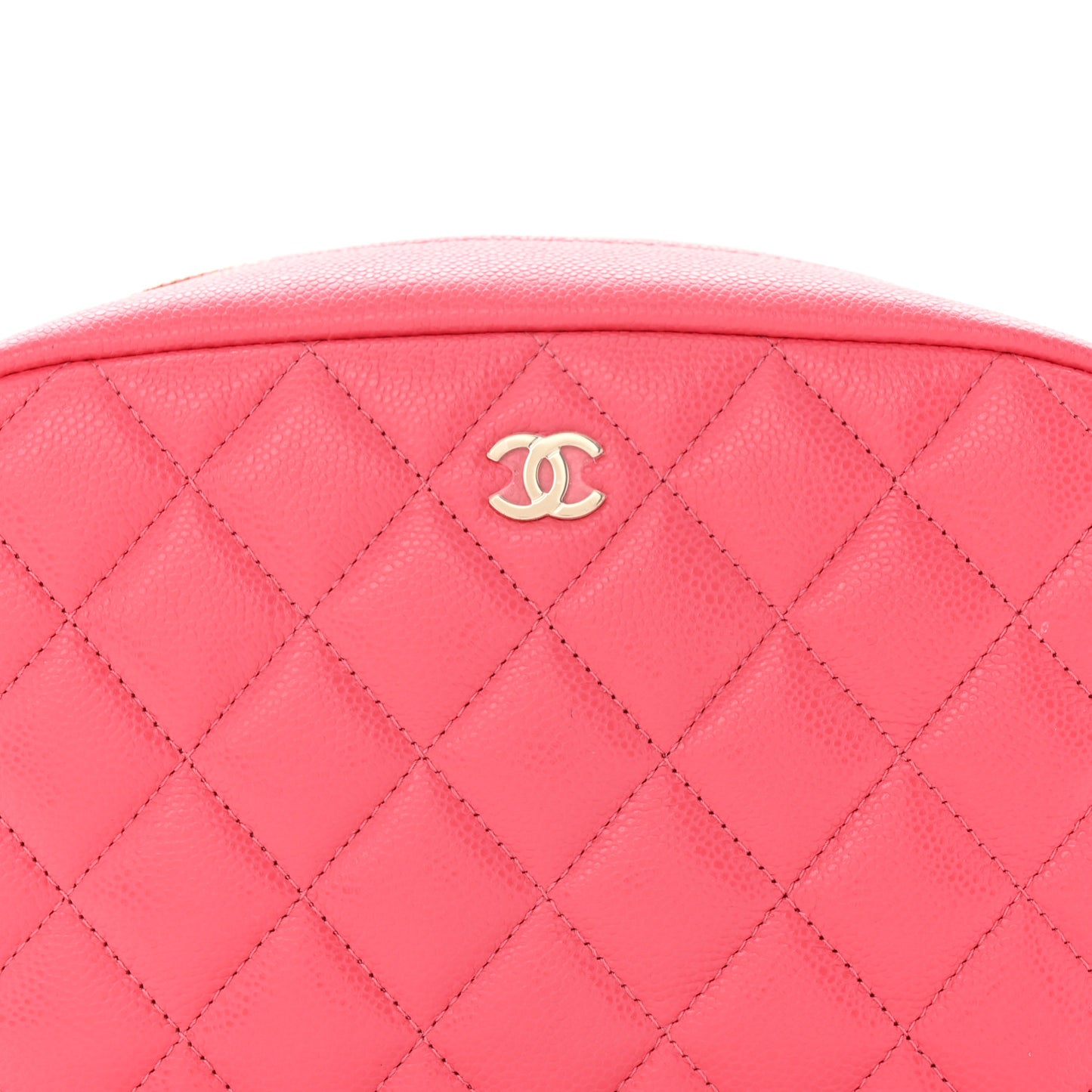 Caviar Quilted Medium Curvy Pouch Cosmetic Case Pink