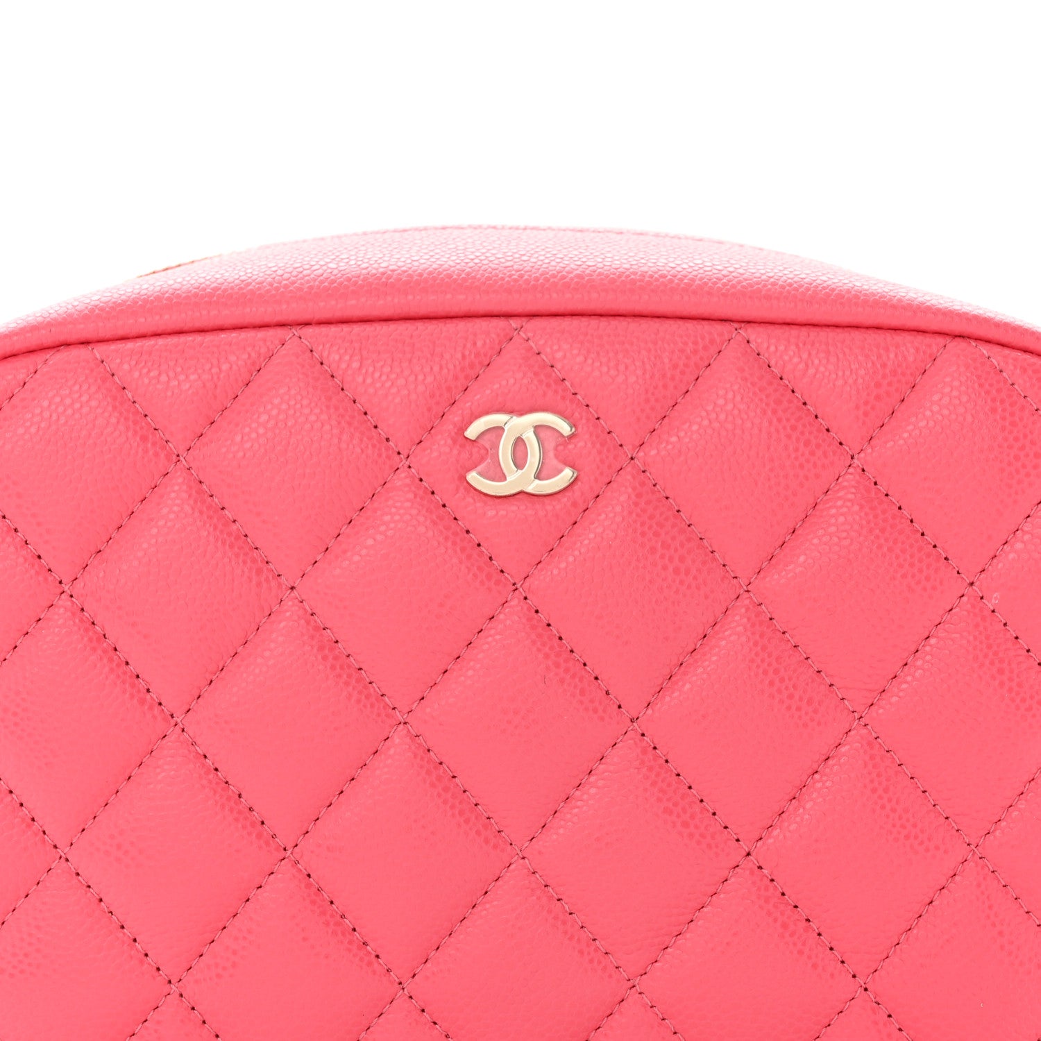 Chanel Caviar Quilted Medium Curvy Pouch Cosmetic Case Pink 7 of 14