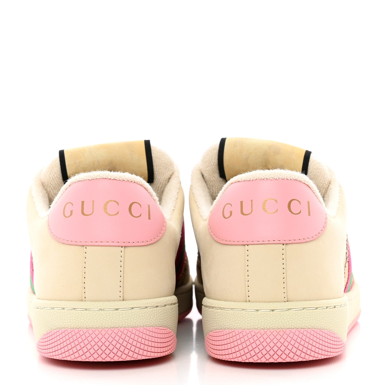Gucci Calfskin GG Supreme Crystals Web Screener Sneakers 37.5 Beige Ebony Wild Rose 5 of 9