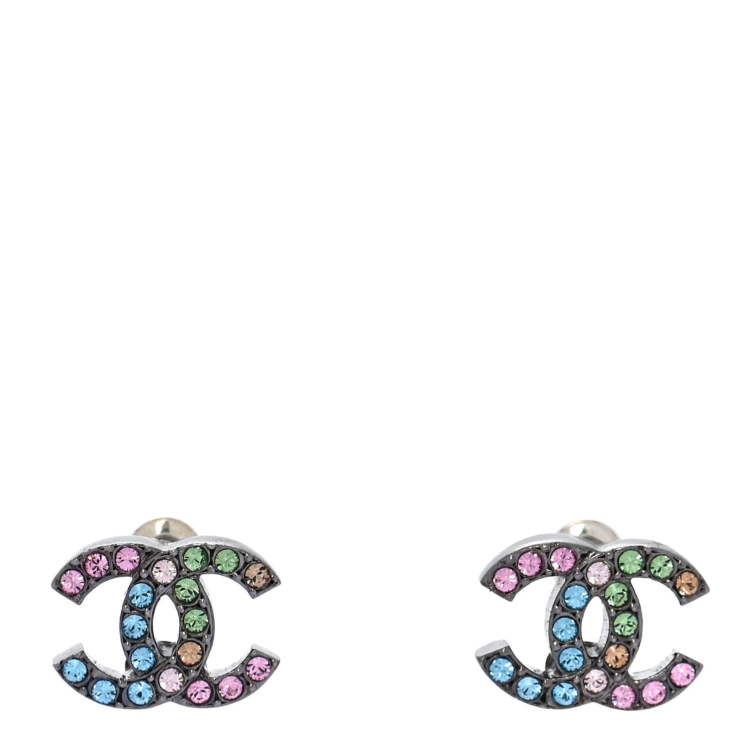 Chanel Ruthenium Crystal CC Earrings Multicolor 1 of 5