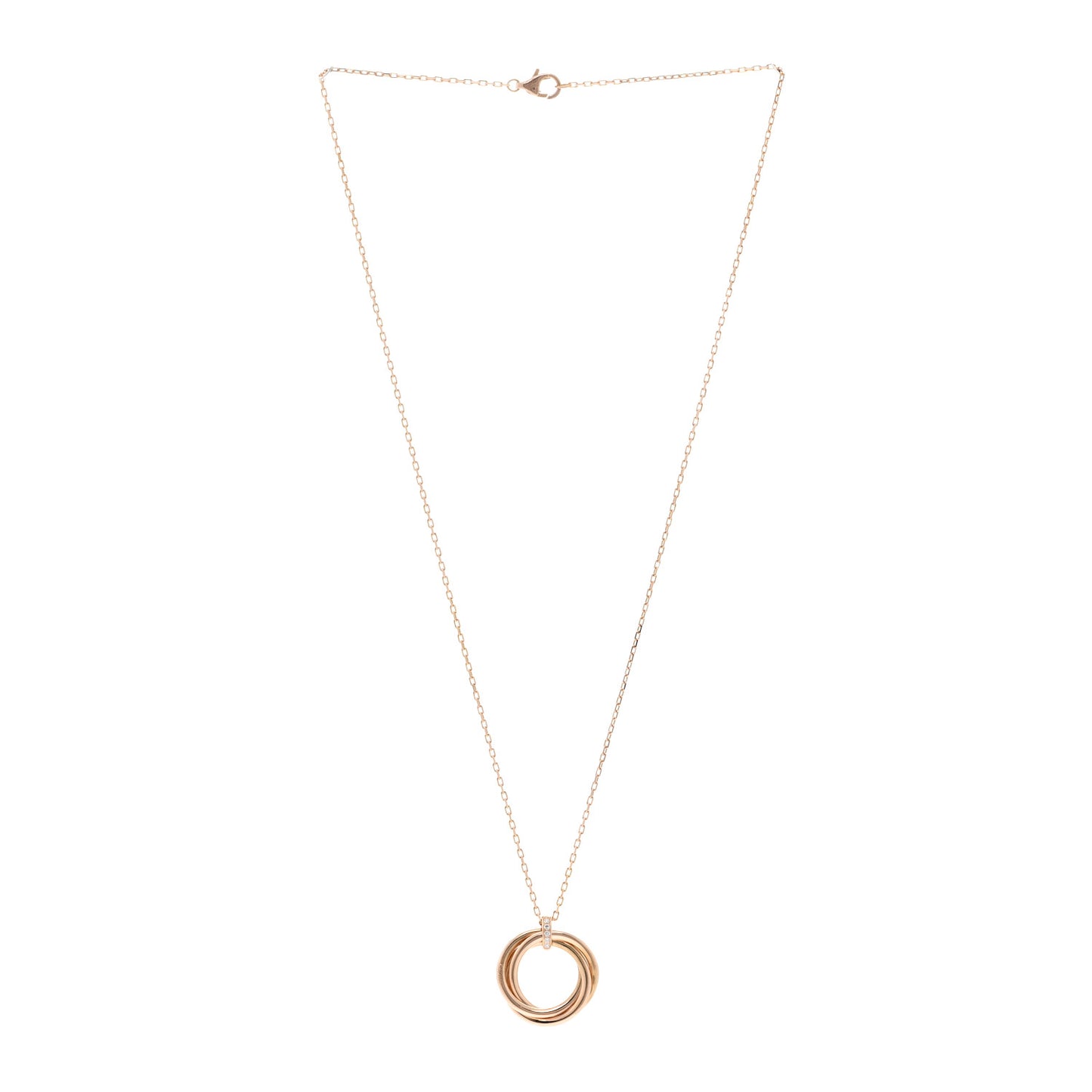 18K Pink Gold Diamond Trinity Pendant Necklace