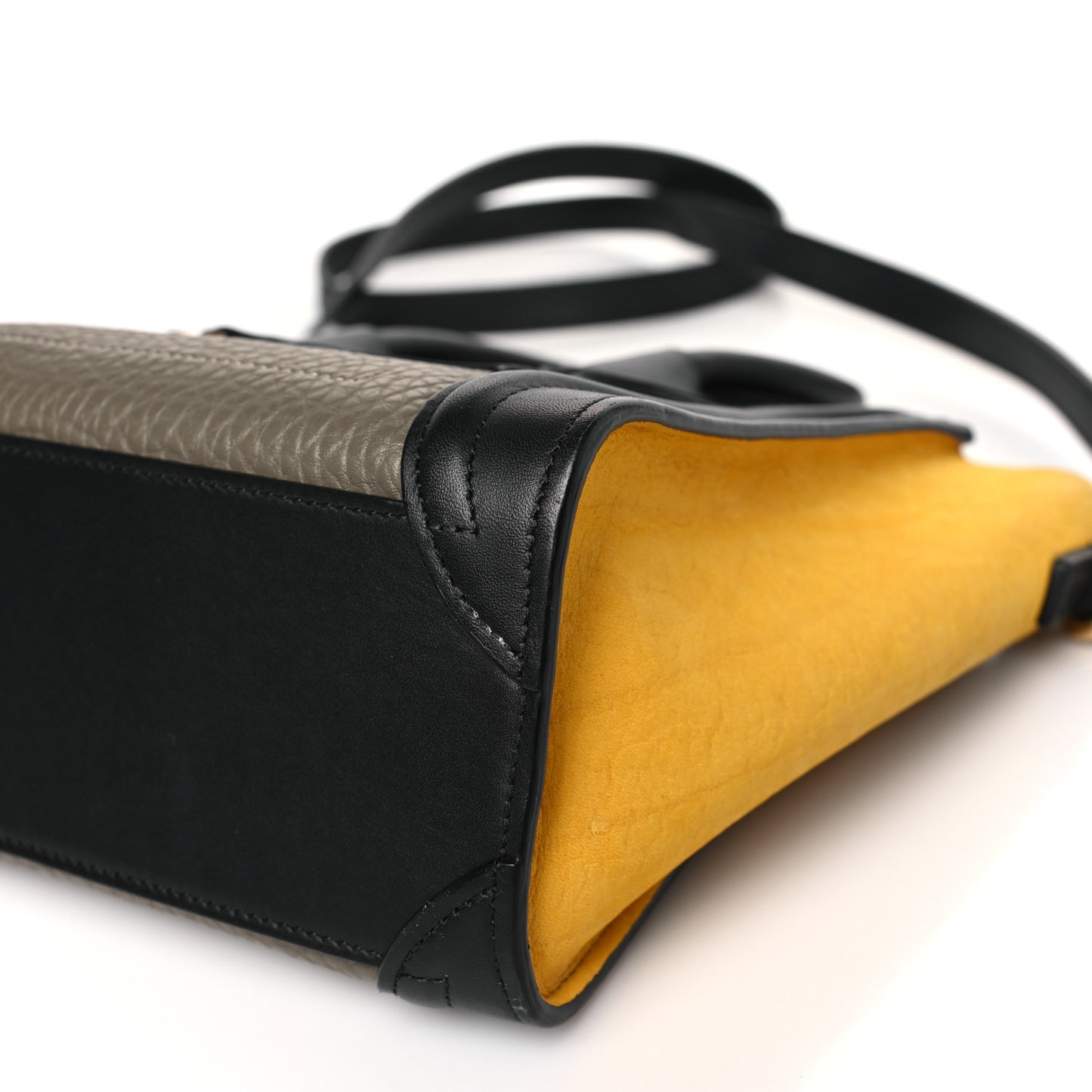 Drummed Calfskin Suede Nano Tri-Color Luggage Amber